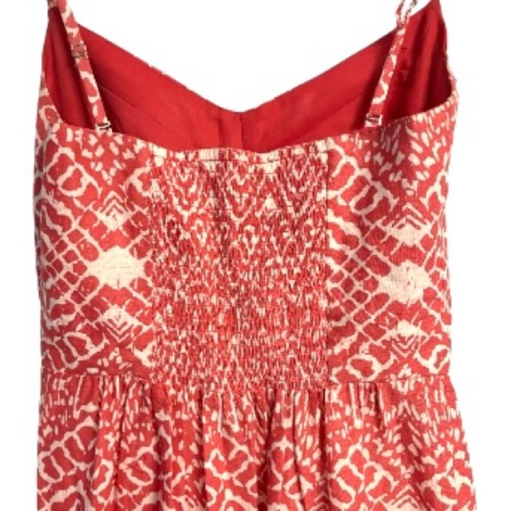 Betsey Johnson Maxi Dress Womens Size 6 Coral Tiered Smocked Adjustable Straps - Picture 6 of 8